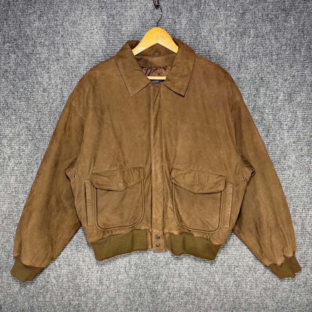 Wilsons Adventure Bound Leather Bomber Jacket Brown Thinsulate Mens Large